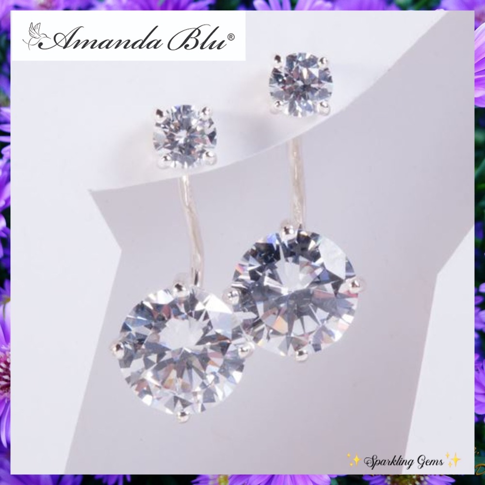 Silver-Tone Clear Crystal Drop Earrings